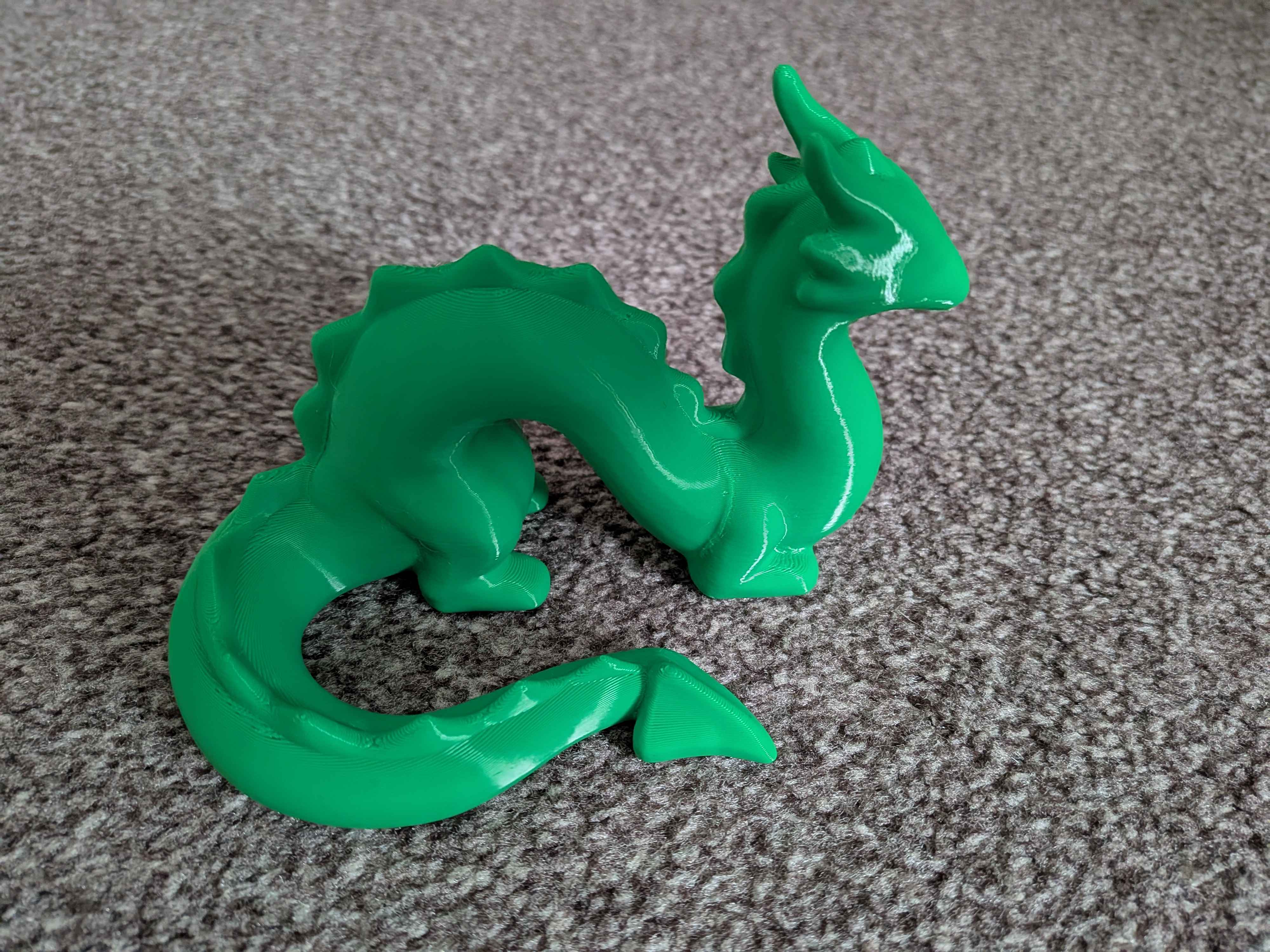 A fantastic 3D printed dragon model created by one of our students! This detailed serpentine design showcases excellent use of 3D modelling skills, with carefully crafted features including spines, horns, and a flowing tail.