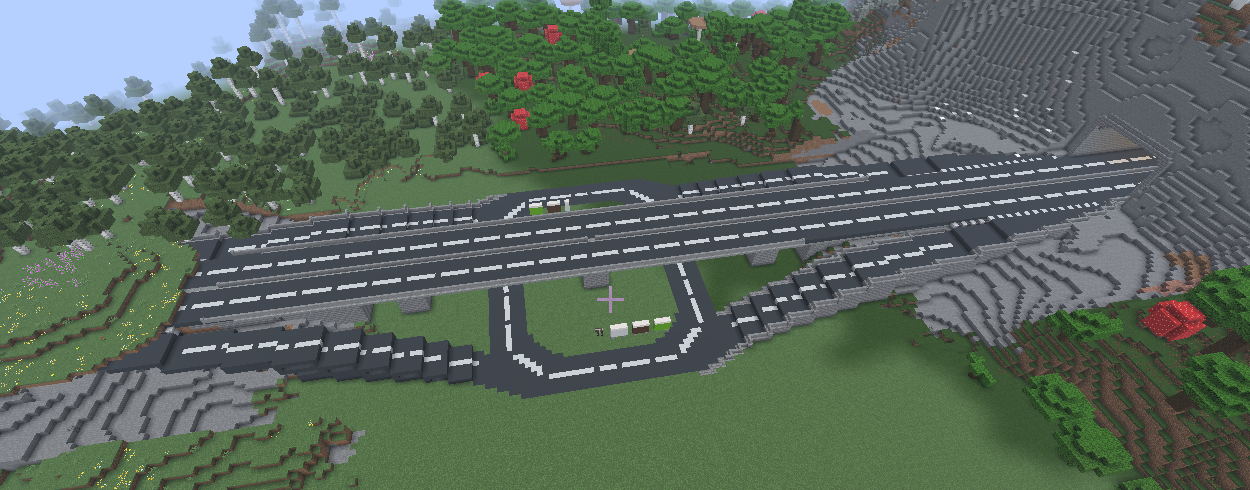 An impressive airport runway design built in Minecraft, featuring detailed taxiways, runway markings, and surrounding terrain. This project demonstrates excellent attention to detail in recreating real-world infrastructure within the game.